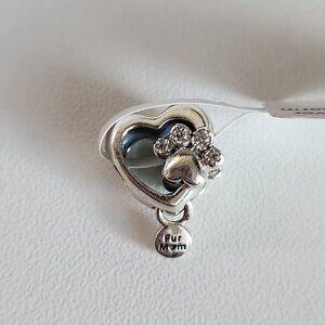 PANDORA Sparkling Paw Print & Heart Authentic Charm Silver - 798873c01